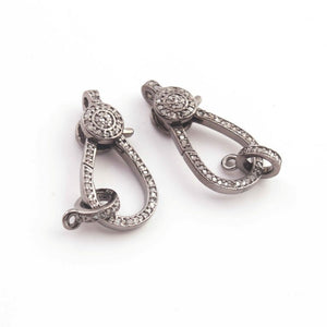 1 PC Antique Finish Pave Diamond Lobsters Over 925 Sterling Silver - Double Sided Diamond Clasp 25mmx12mm LB279 - Tucson Beads