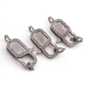 1 PC Antique Finish Pave Diamond Designer Lobsters Over 925 Sterling Silver - Double Sided Diamond Clasp 37mmx15mm  LB00350 - Tucson Beads