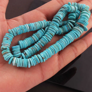 1 Strand Natural Arizona Turquoise Smooth  Heishi wheel  Rondelles Beads - Arizona Turquoise Tyre Shape Rondelles 6mm-16mm - 16 Inches  BR1660