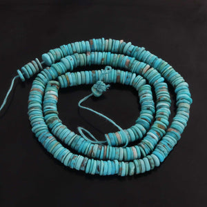 1 Long Strand Natural Sleeping Beauty Arizona Turquoise  Rondelles - Semi Precious Stone Rondelles - 6mm -16 Inches BR01391