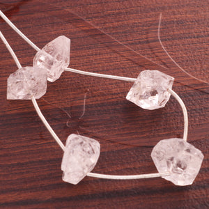 1 Strand Herkimer Diamond Faceted Nuggets Briolettes - Raw Diamond Beads 15mmx8mm-23mmx15mm  7 Inches BR03587