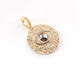 1 Pc Pave Diamond Evil Eye with Round Charm Pendant - 925 Sterling Silver & Yellow Gold Vermeil-Evil Eye with Round Pendant 22mmx20mm PD1744 - Tucson Beads