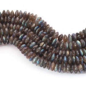 1 Strand Labradorite Faceted Wheel Roundelles - Wheel Beads 9mm-14mm 8 inches BR03573