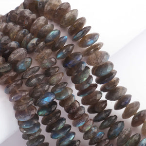 1 Strand Labradorite Faceted Wheel Roundelles - Wheel Beads 9mm-14mm 8 inches BR03573