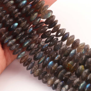 1 Strand Labradorite Faceted Wheel Roundelles - Wheel Beads 9mm-14mm 8 inches BR03573