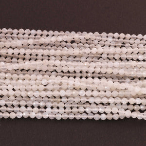 5 Strands AAA++ White Moonstone Faceted Rondelles - White Moonstone Ball Beads - 3mm 13 inch strand RB309