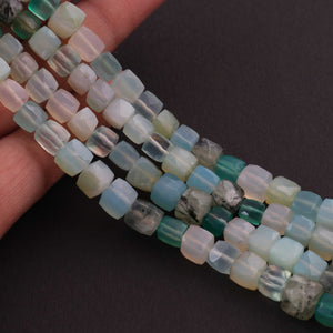 1  Strand  Mix Stone  Faceted Briolettes -Cube Shape  Briolettes  7mm- 8 Inches BR0354