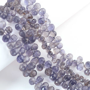 1 Strand Iolite Faceted Tear Briolettes -Tear Drop Shape Briolettes -3mmx5mm-9mmx10mm  -8.5 Inches BR03356 - Tucson Beads