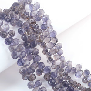 1 Strand Iolite Faceted Tear Briolettes -Tear Drop Shape Briolettes -3mmx5mm-9mmx10mm  -8.5 Inches BR03356 - Tucson Beads