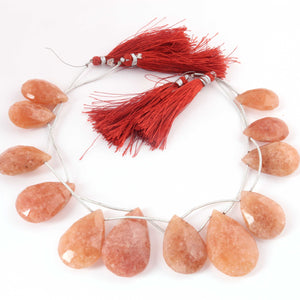 1  Strand Peach Moonstone Faceted Briolettes  - Pear Shape Briolettes - 20mm x 20mm-27mm x28mm, 8 Inches BR03354 - Tucson Beads