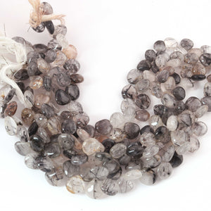 1  Strand Black Rutile  Smooth Briolettes - Heart Shape  Briolettes - 16mmx11mm-- 9.5 Inches BR03363 - Tucson Beads