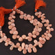 1  Strand Peach Moonstone Smooth Briolettes  - Pear Shape  Briolettes  -24mmx14mm-10mmx7mm 10 Inches BR03360 - Tucson Beads