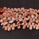 1  Strand Peach Moonstone Smooth Briolettes  - Pear Shape  Briolettes  -24mmx14mm-10mmx7mm 10 Inches BR03360 - Tucson Beads