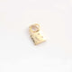 1 PC Pave Diamond Lock Charm 925 Sterling Silver & Yellow Gold Vermeil Pendant 14mmx9mm PD1924