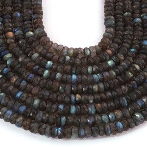 1  Strand  Labradorite Faceted Rondelles - Roundel Beads 6mm-8mm 10 Inches BR03343 - Tucson Beads