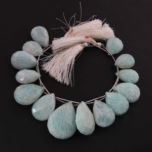 1  Strand  Amazonite Faceted Briolettes - Pear Shape Briolettes -21mmx14mm-25mmx10mm - 7.5 Inches03345 - Tucson Beads