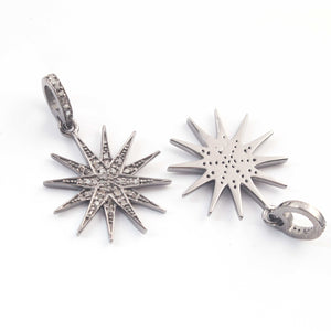 1 pc Pave Diamond Star Charm Pendant ,Sterling Silver Charm, Vermeil Pave diamond Finding, jewelry making 22mmx19mm You Choose PDC00224 - Tucson Beads