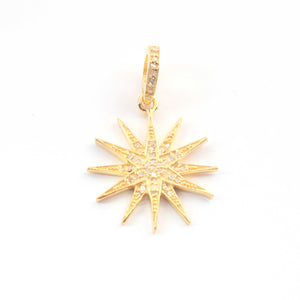 1 pc Pave Diamond Star Charm Pendant ,Sterling Silver Charm, Vermeil Pave diamond Finding, jewelry making 22mmx19mm You Choose PDC00224 - Tucson Beads