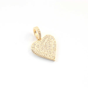 1 Pc Pave Diamond Heart Charm Pendant, 925 Sterling Silver/Yellow Gold Vermeil Heart Pendant 17mmx16mm You Choose PDC00223 - Tucson Beads