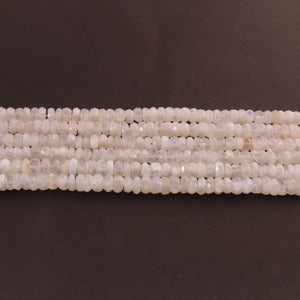 1 Strand White Rainbow Moonstone faceted Rondelles - Roundel Beads 7mm-4mm 10 Inches BR015