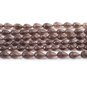 1 strand Natural Smoky Quartz Faceted Tear Drop gemstone Beads, Briolettes 6mmx4mm-10mmx8mm 8 inches BR024