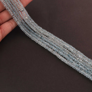 1 Strand Aquamarine Faceted Finest Quality  Rondelles Beads 5mm-6mm- 13 inches BR040