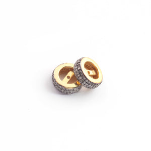 1 Pc Pave Diamond 10mm Three Line Designer Spacer Rondelles 925 Sterling Vermeil Wheels Beads  PDC00192 - Tucson Beads