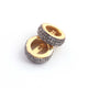 1 Pc Pave Diamond 10mm Three Line Designer Spacer Rondelles 925 Sterling Vermeil Wheels Beads  PDC00192 - Tucson Beads