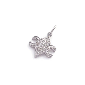 1 Pc Pave Diamond Fleur-de-lis Pendant, 925 Streling Silver, Yellow & Rose Gold Vermeil , Pave Diamond Jewelry 15mmx13mm PDC00354 - Tucson Beads