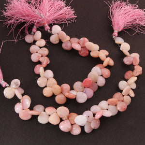 1  Strand Pink Opal Faceted Briolettes -Heart Shape  Briolettes -8mm -11mm-8.5 Inches BR091