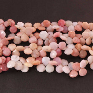 1  Strand Pink Opal Faceted Briolettes -Heart Shape  Briolettes -8mm -11mm-8.5 Inches BR091