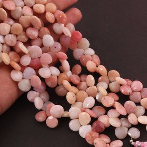 1  Strand Pink Opal Faceted Briolettes -Heart Shape  Briolettes -8mm -11mm-8.5 Inches BR091