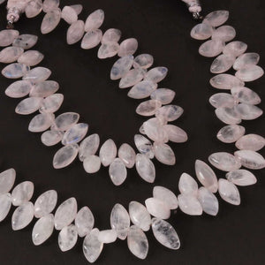 1  Strand White Rainbow Moonstone  Smooth Briolettes  - Marquise Shape  Briolettes  10mmx6mm-13mmx7mm 8 Inches BR0165