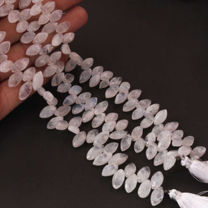 1  Strand White Rainbow Moonstone  Smooth Briolettes  - Marquise Shape  Briolettes  10mmx6mm-13mmx7mm 8 Inches BR0165