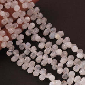 1  Strand White Rainbow Moonstone Smooth Briolettes - Tear Drop Shape Briolettes -5mmx4mm - 12mmx7mm -8 Inches BR0195