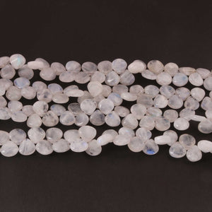 1 Strand White Rainbow Moonstone Smooth Heart  Briolettes - 8mmx8mm-10mmx10mm  8 inches BR02103