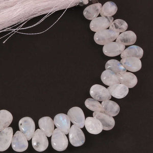 1 Strand White Rainbow Moonstone Smooth Briolettes - Pear Shape Briolettes - 9mmx7mm-16mmx8mm - 8 Inches BR02053