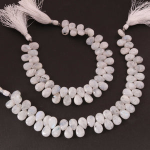 1  Strand White Rainbow Moonstone Smooth Briolettes  - Pear Shape  Briolettes - 8mmx5mm-10mmx7mm 8 Inches BR0478