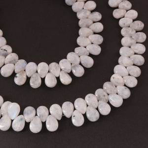 1  Strand White Rainbow Moonstone Smooth Briolettes  - Pear Shape  Briolettes - 8mmx5mm-10mmx7mm 8 Inches BR0478