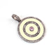 1 Pc Pave Diamond Multi Stone Round Bakelite Charm Pendant - 925 Sterling Silver, Vermeil & Yellow / Rose Gold Vermeil - Round Enamel Pendant 24mmx27mm PD1739 - Tucson Beads