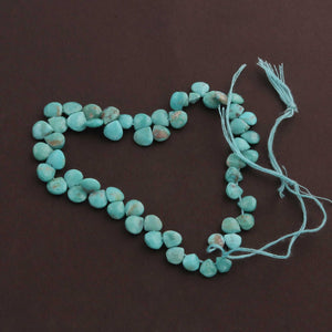1 Strand Natural Turquoise Smooth Heart Drop Briolettes - 6mmx6mm-12mmx11mm 8.5 Inches BR113