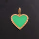 1 PC Pave Diamond Bakelite Heart Charm Over 925 sterling Silver, Yellow Gold Enamel Pendant - 20mm PD1937