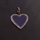 1 PC Pave Diamond Bakelite Heart Charm Over 925 sterling Silver, Yellow Gold Enamel Pendant - 20mm PD1937