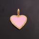 1 Pc Pave Diamond Multi Color 20mm Bakelite Heart 925 Sterling Silver & Yellow Gold Vermeil Pendant PDC00238