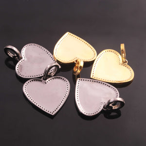 1 Pc Pave Diamond Multi Color 20mm Bakelite Heart 925 Sterling Silver & Yellow Gold Vermeil Pendant PDC00238