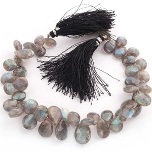 1 Strand Labradorite Faceted  Briolettes - Labradorite Pear Drop Beads 10mmx8mm-16mmx10mm 9 Inches BR132