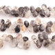 1 Strand Black Rutile Smooth Pear Briolettes - Tourmilated Quartz Smooth Beads 11mmx9mm-17mmx10mm 9 Inches BR142