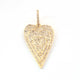 1 PC Antique Finish Pave Diamond Designer Heart Pendant - 925 Sterling Silver , Vermeil & Yellow Pendant 37mmx29mm PD1891