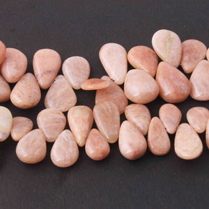 1  Strand Peach Moonstone Smooth Briolettes  - Pear Shape  Briolettes  -12mmx7mm-22mmx16mm 9 Inches BR02082 - Tucson Beads