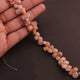 1 Strand Peach Moonstone Faceted Briolettes - Heart Gemstone Beads 7mmx7mm-9mmx8mm  8.5 Inches BR183